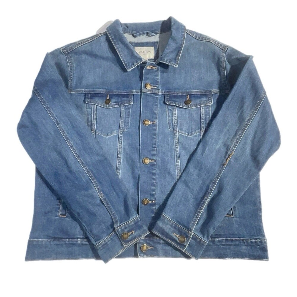 GOODFELLOW & CO Standard Fit Denim Trucker Jacket Blue Dark Wash Mens Size XL